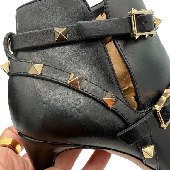 Valentino Garavani Rockstud Ankle Boots Black Leather Stud High Heel EU 40 US 10 - Picture 8 of 15